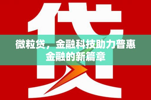 定安微粒贷，金融科技助力普惠金融的新篇章