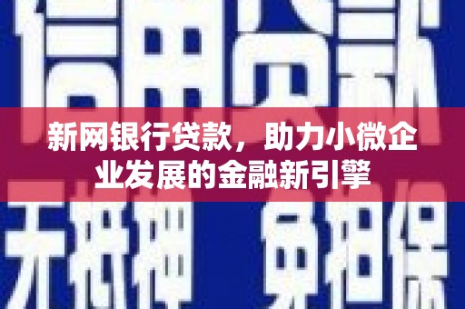 邵武新网银行贷款，助力小微企业发展的金融新引擎