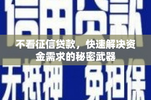 德清不看征信贷款，快速解决资金需求的秘密武器